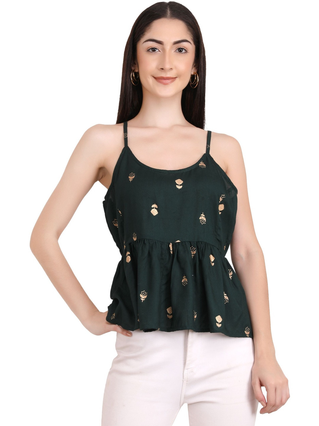 UNFAKENOW Floral Print Sweetheart Neck Peplum Top
