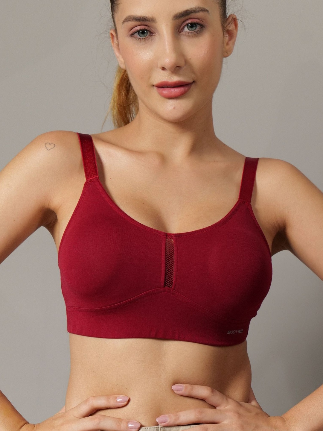 BODYSIZE Women Everyday Non Padded Cotton Sports Bra with Full Coverage Wire-Free