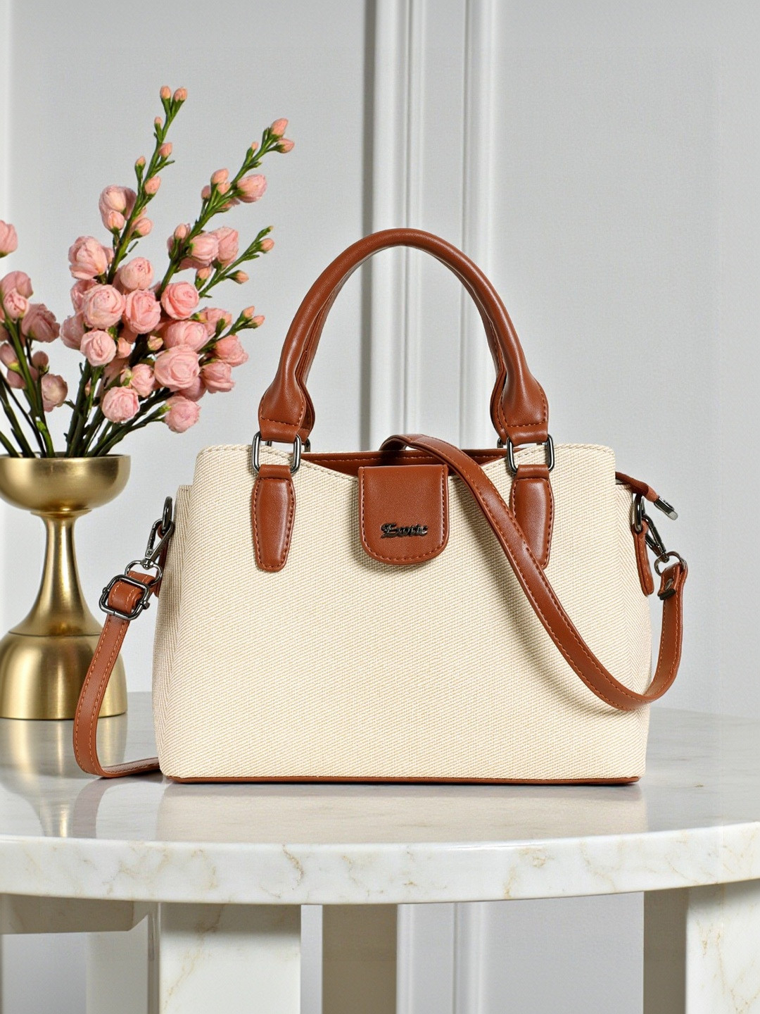 Exotic Solid Medium Structured Satchel Bag