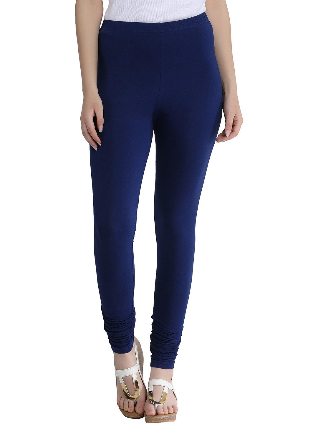 Morrio Womne Navy Blue Mid-Rise Churidar-Length Leggings
