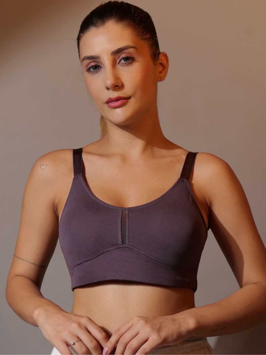 BODYSIZE Women Everyday Non Padded Cotton Sports Bra with Wire-Free Full Coverage