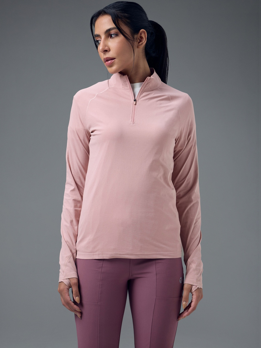 Technosport Women High Neck Antimicrobial Slim Fit T-shirt