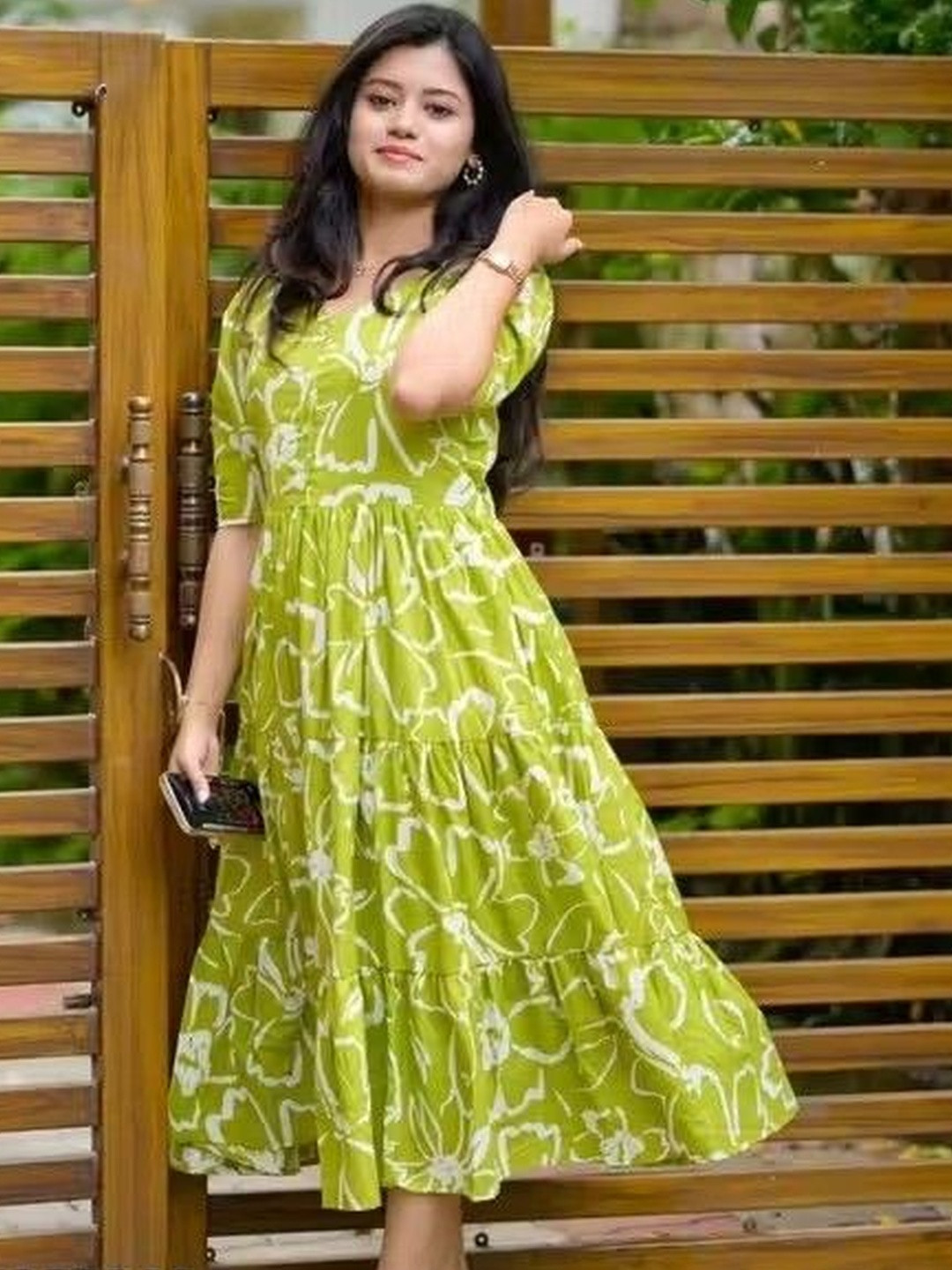 PakhiCreations Floral Print Fit & Flare Midi Dress