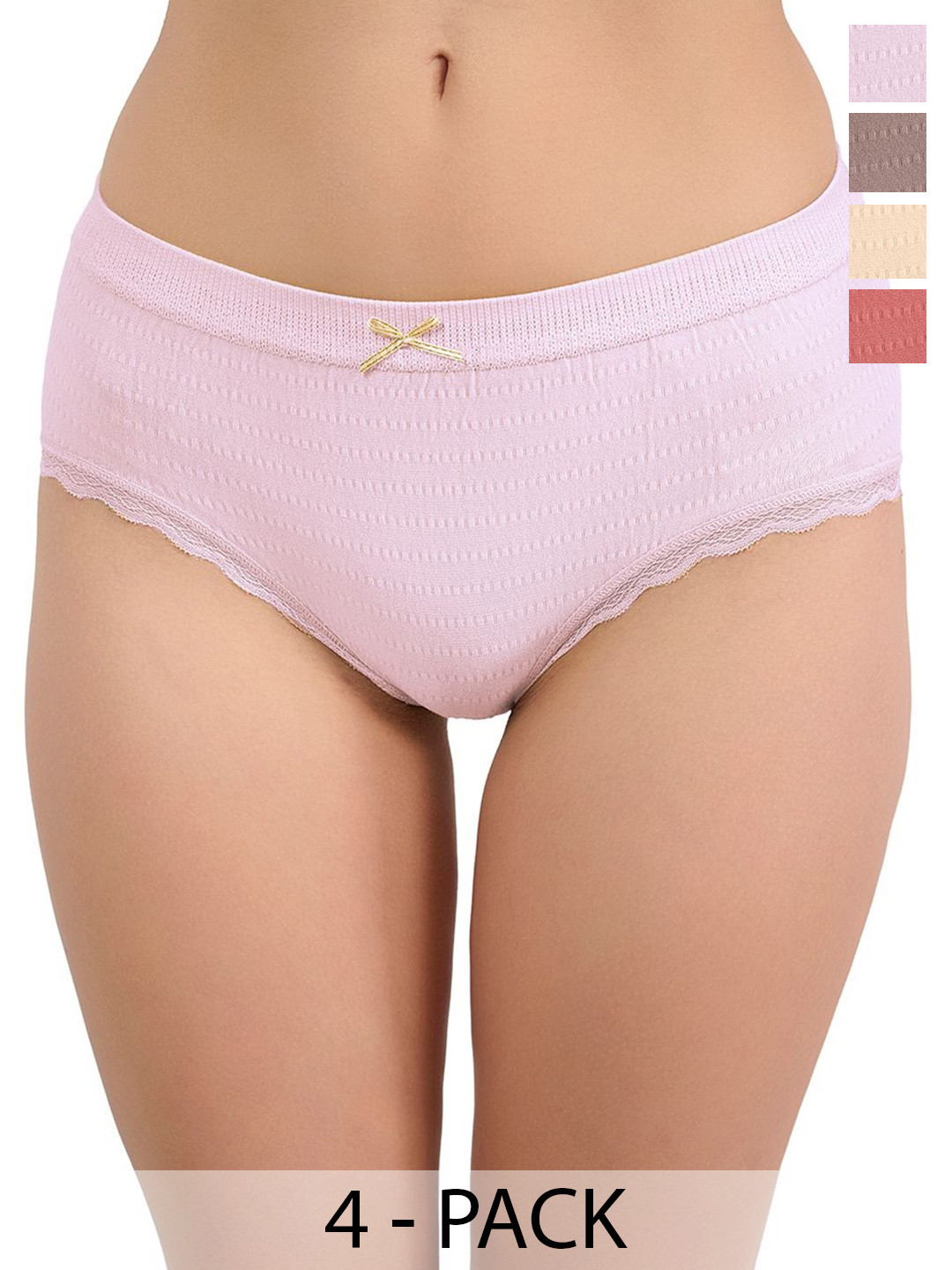 Moda Rapido Pack of 4 Self-Design Mid-Rise Basic Briefs