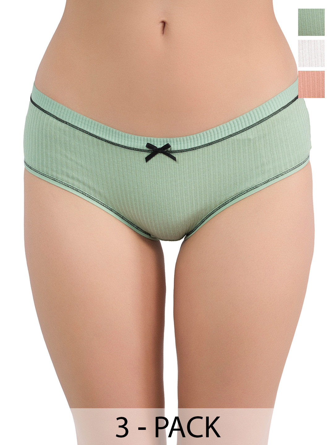 Moda Rapido Pack of 3 Self Design Low-Rise Hipster Briefs
