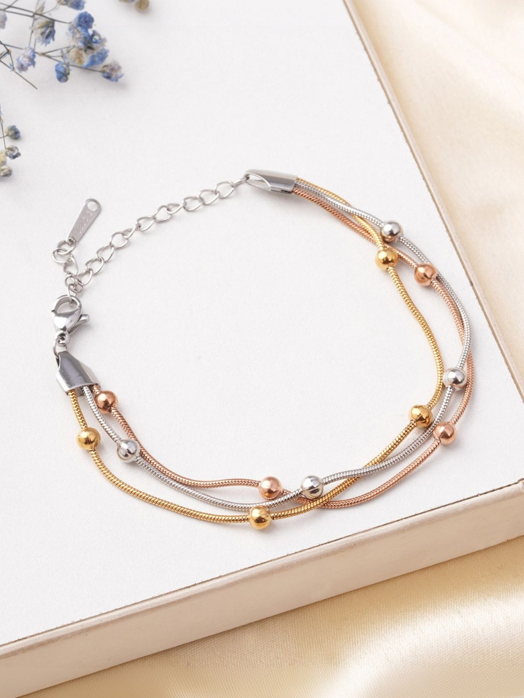 PALMONAS Mixed Texture Gold-Plated Bracelet