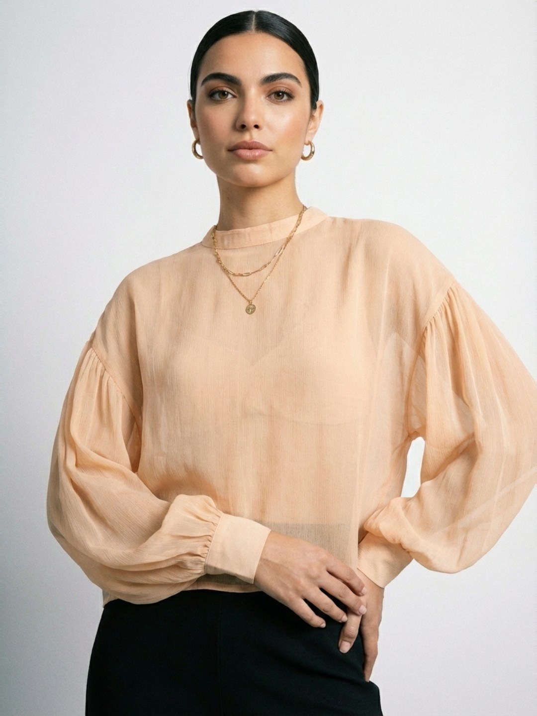 Phosphorus Bishop Sleeves Sheer Top