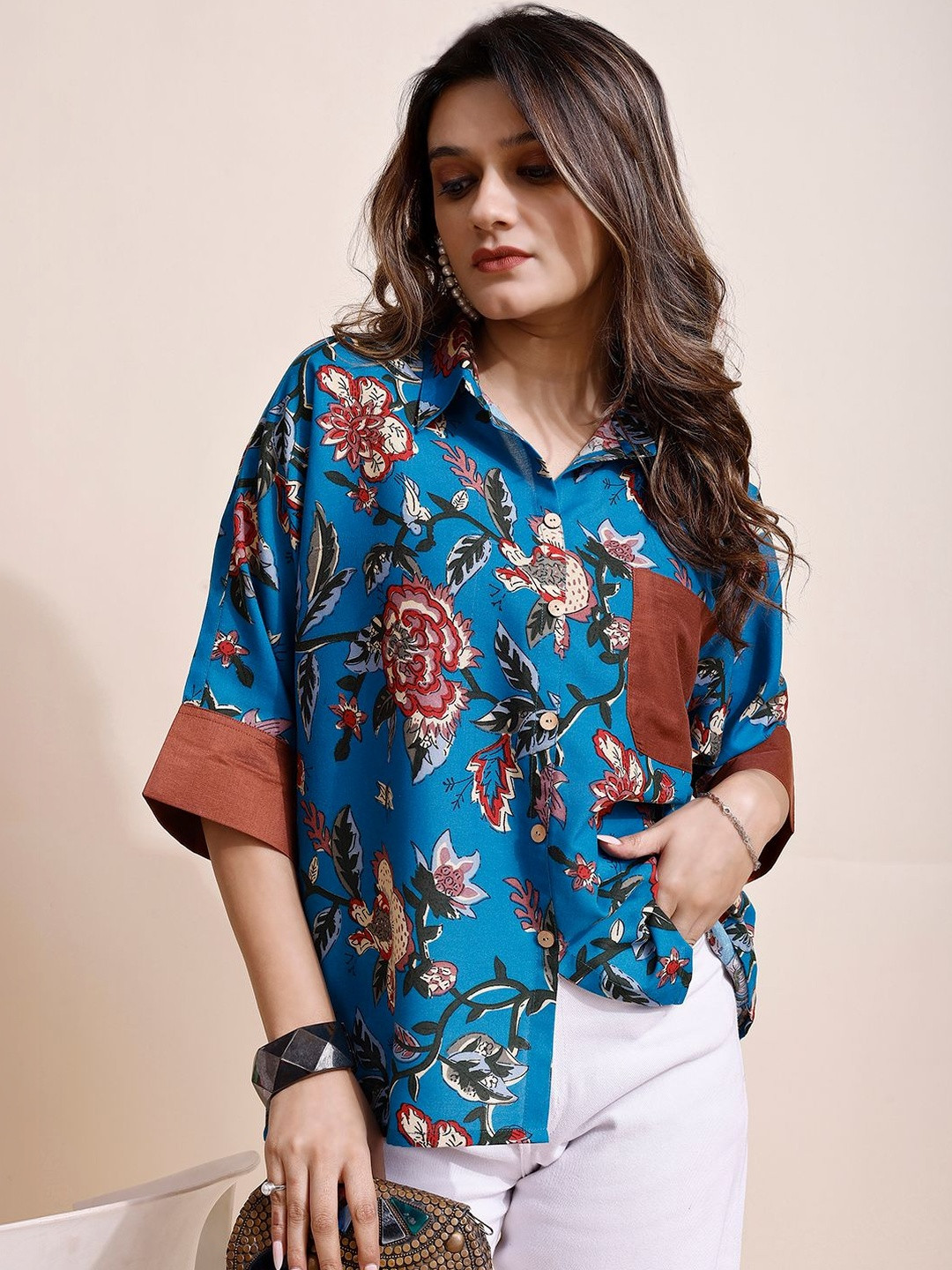 Youthnic Floral Print Cotton Top