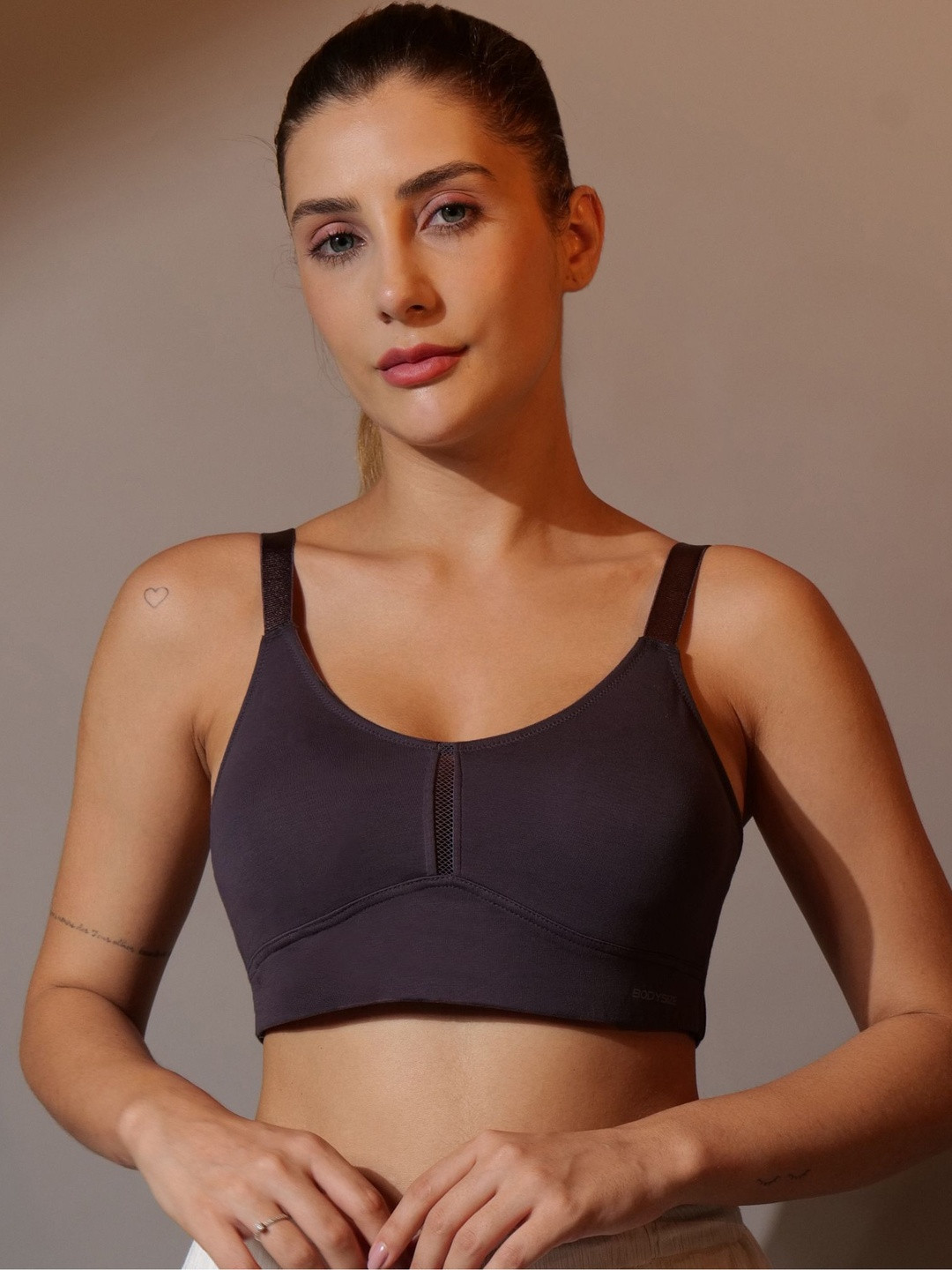 BODYSIZE Women Everyday Non Padded Cotton Sports Bra with Full Coverage Wire-Free