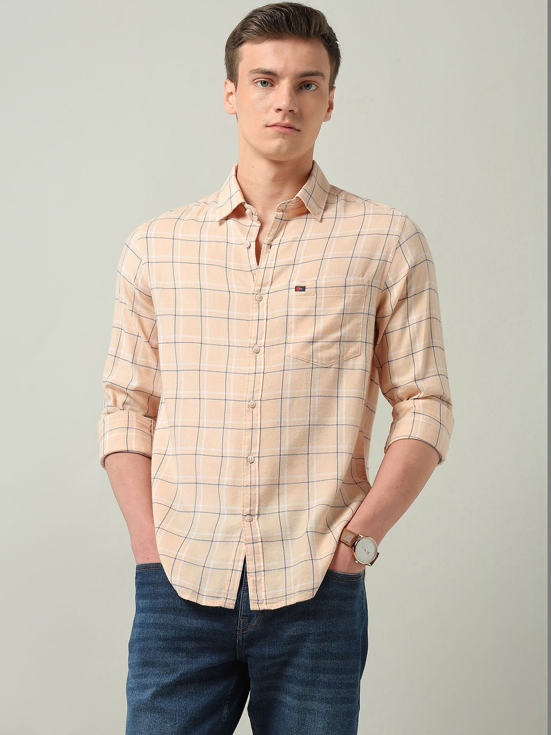 AD By Arvind Men Windowpane Checks Checked Casual Shirt