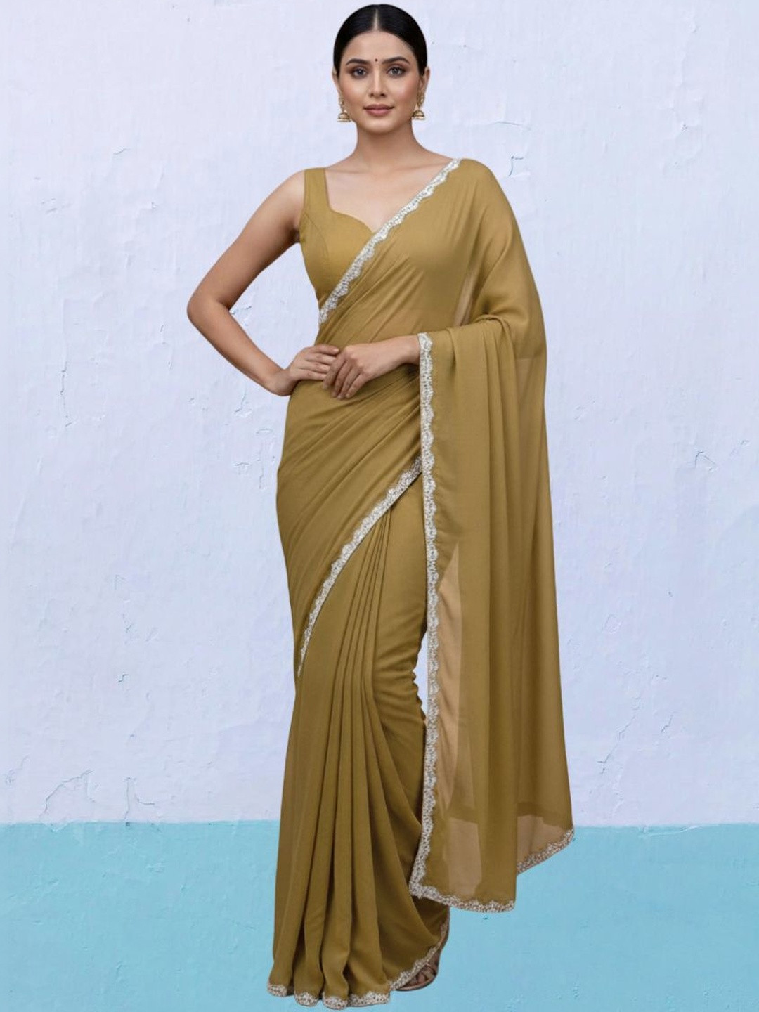 LOROFY Beads and Stones Silk Blend Saree