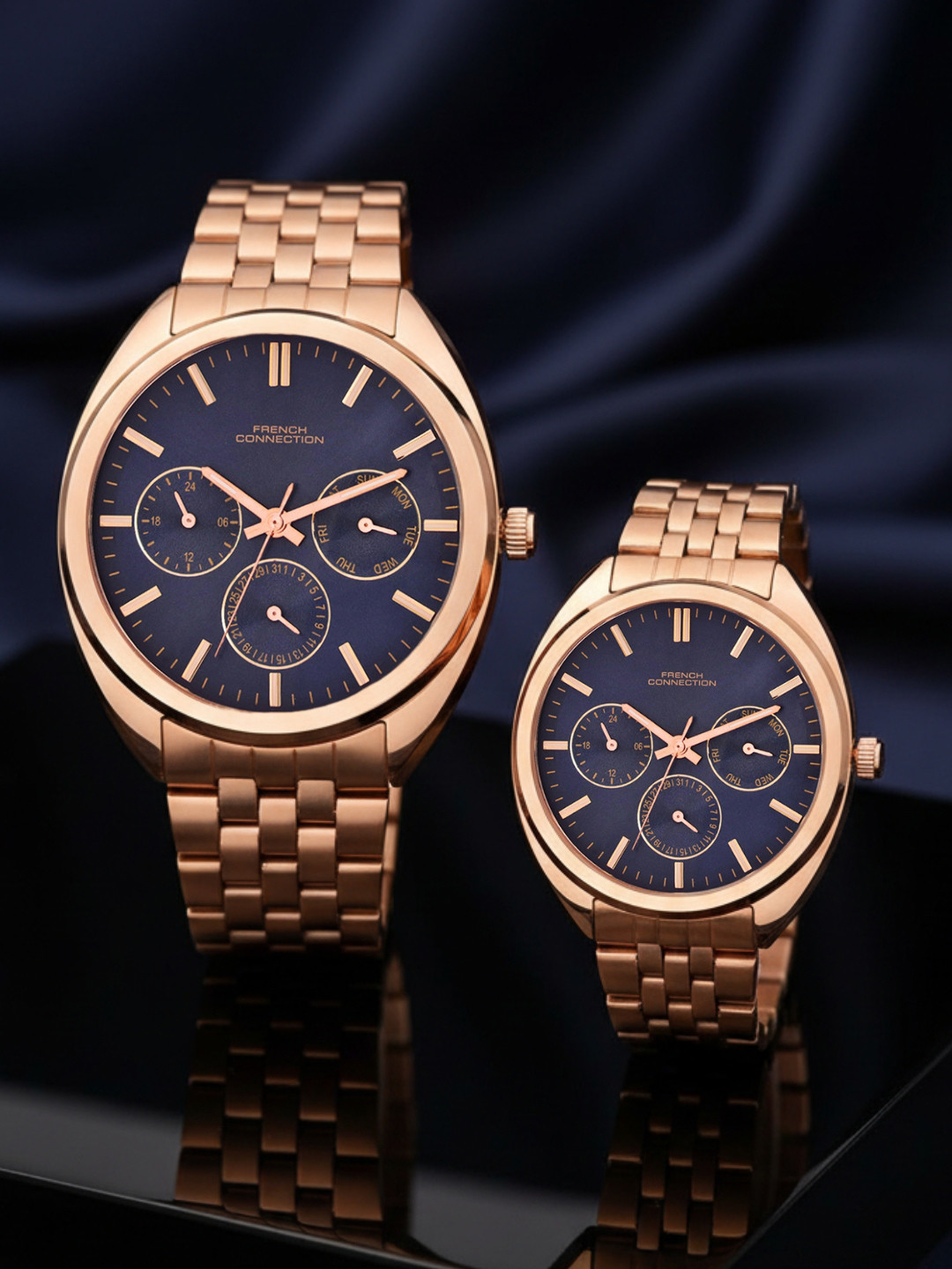 Unisex Pack of 2 Stainless Steel Analogue Couple Watch-FCN0113RGM
