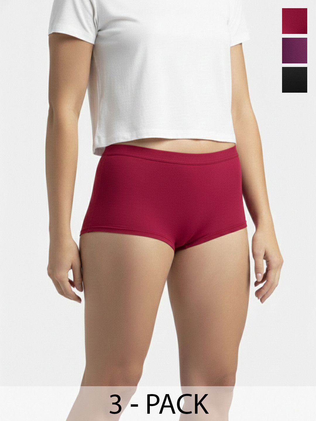 Body Mechanics Pack of 3 Cotton Mid-Rise Boy Shorts Briefs