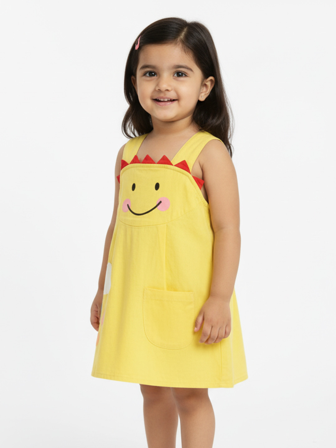 Nauti Nati Girls Graphic Printed Pure Cotton A-Line Dungaree