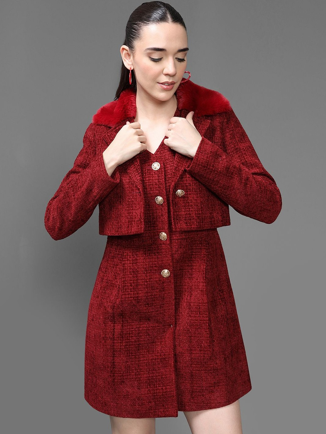 Kazo A-Line Midi Dress with Jacket