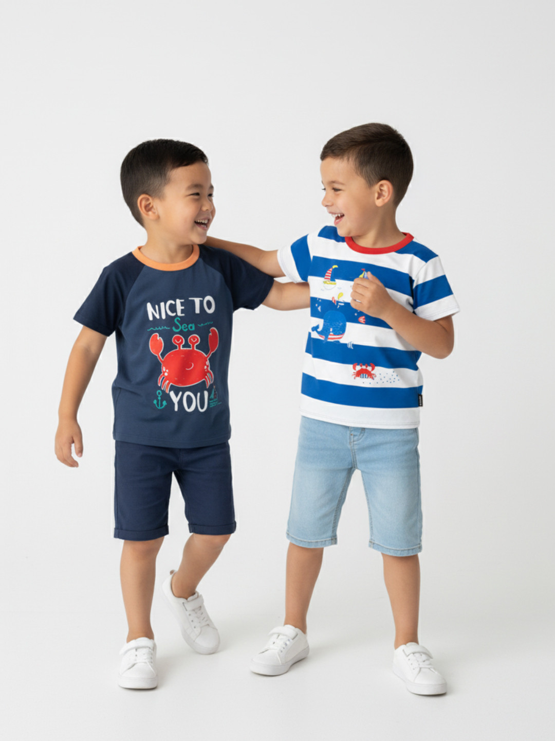 Nauti Nati Boys Pack Of 2 Graphic Printed Bio Finish Pure Cotton T-shirts