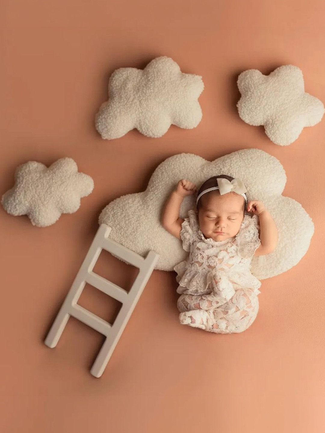 Babymoon Infants Set of 5 Pink Cloud Posing Pillow with Ladder