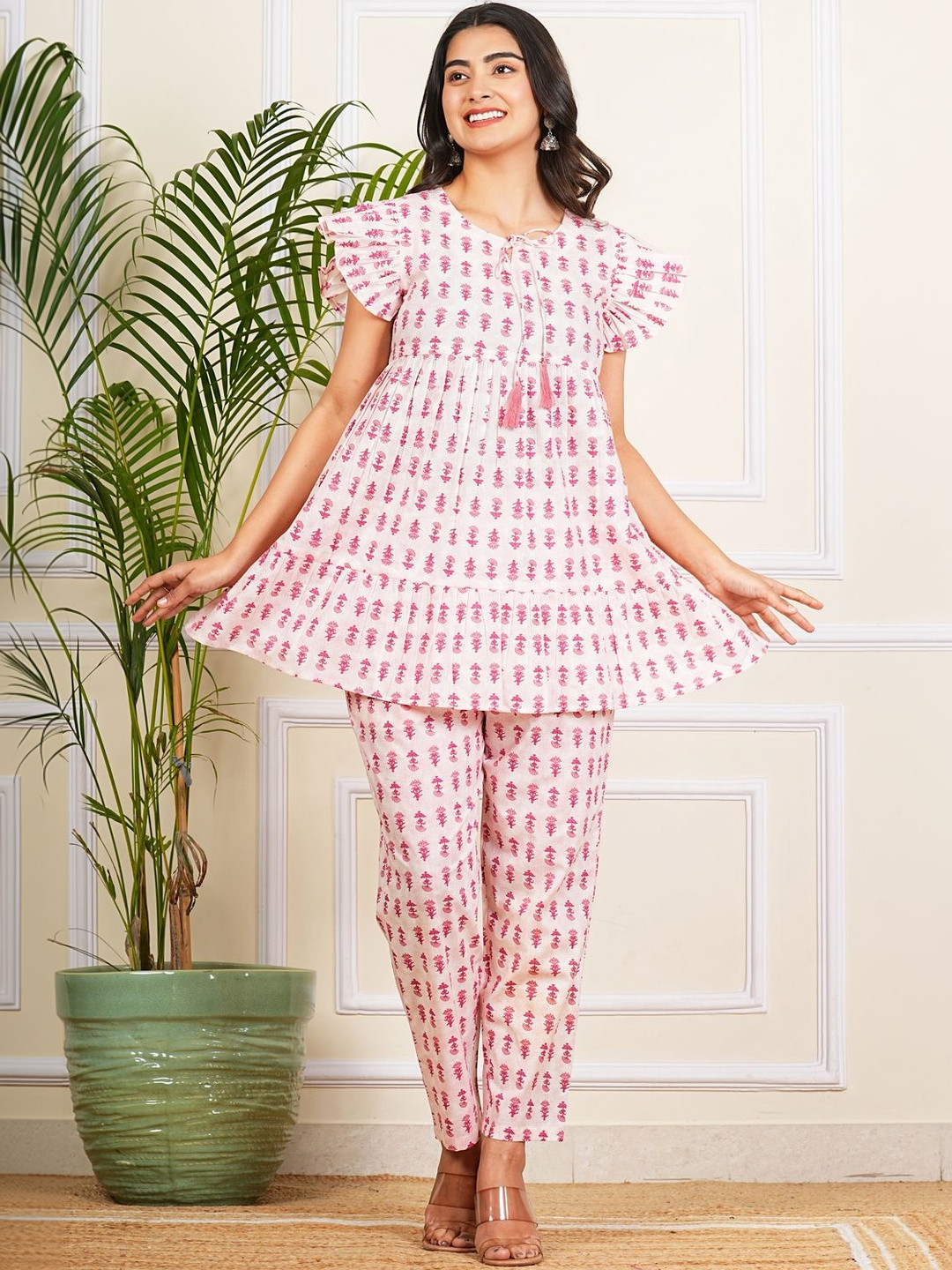 Hustle Bustle Printed Cotton Tunic & Trousers Co-Ords