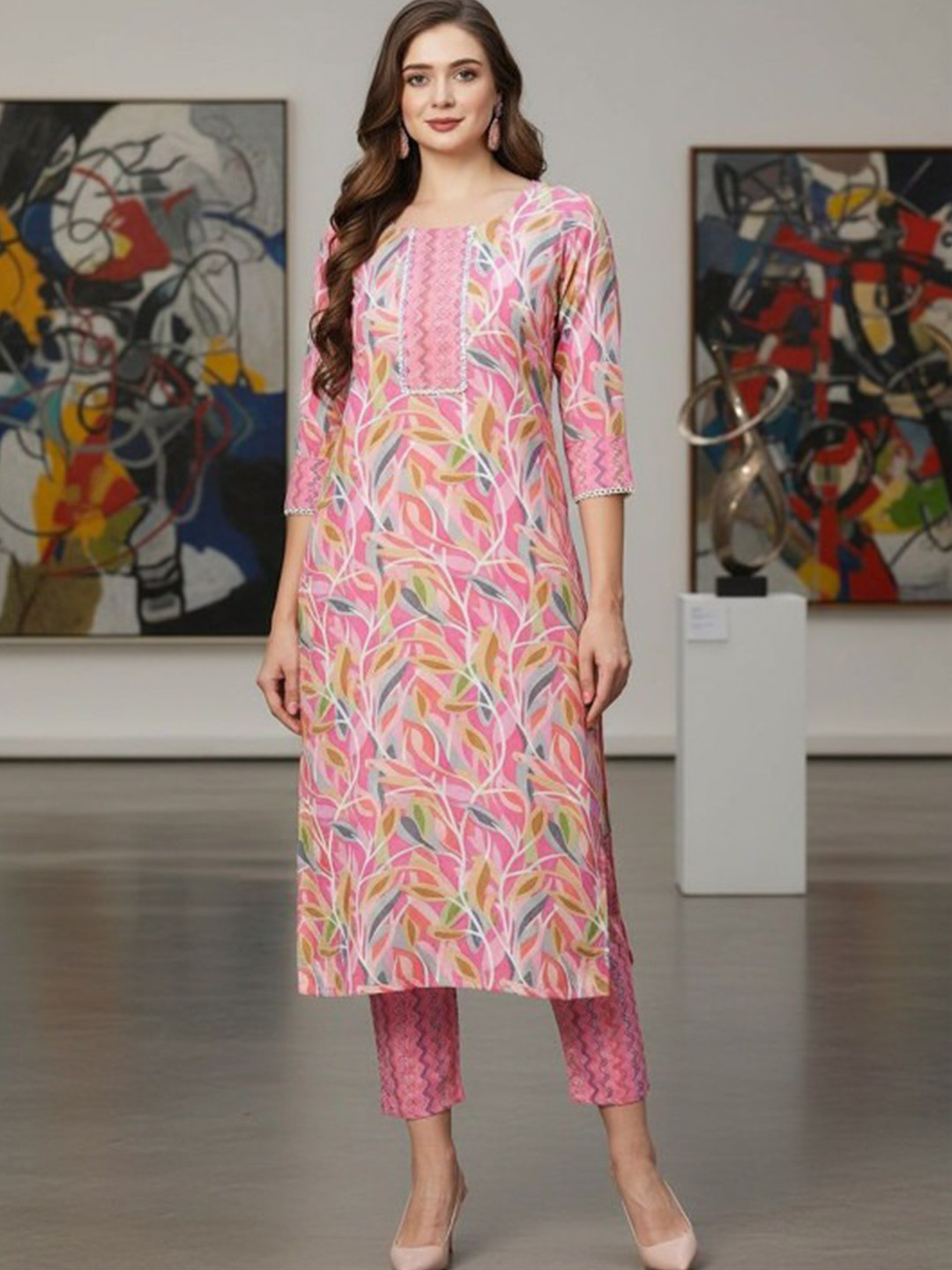 BAMSOM WEAR Women Embroidered Regular Sequinned Kurta with Salwar