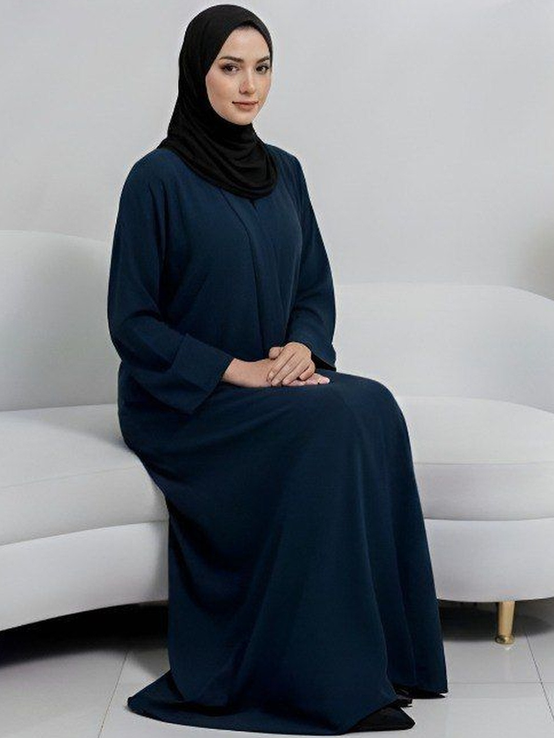 Ovais Abaya Collection Tie & Dye Round Neck Long Sleeves Kaftan Burqa
