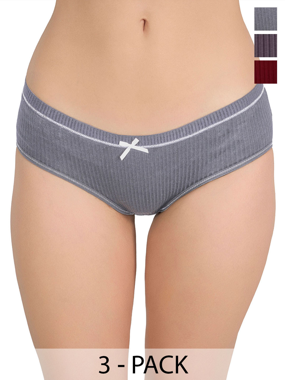 Moda Rapido Pack of 3 Self Design Low-Rise Hipster Briefs