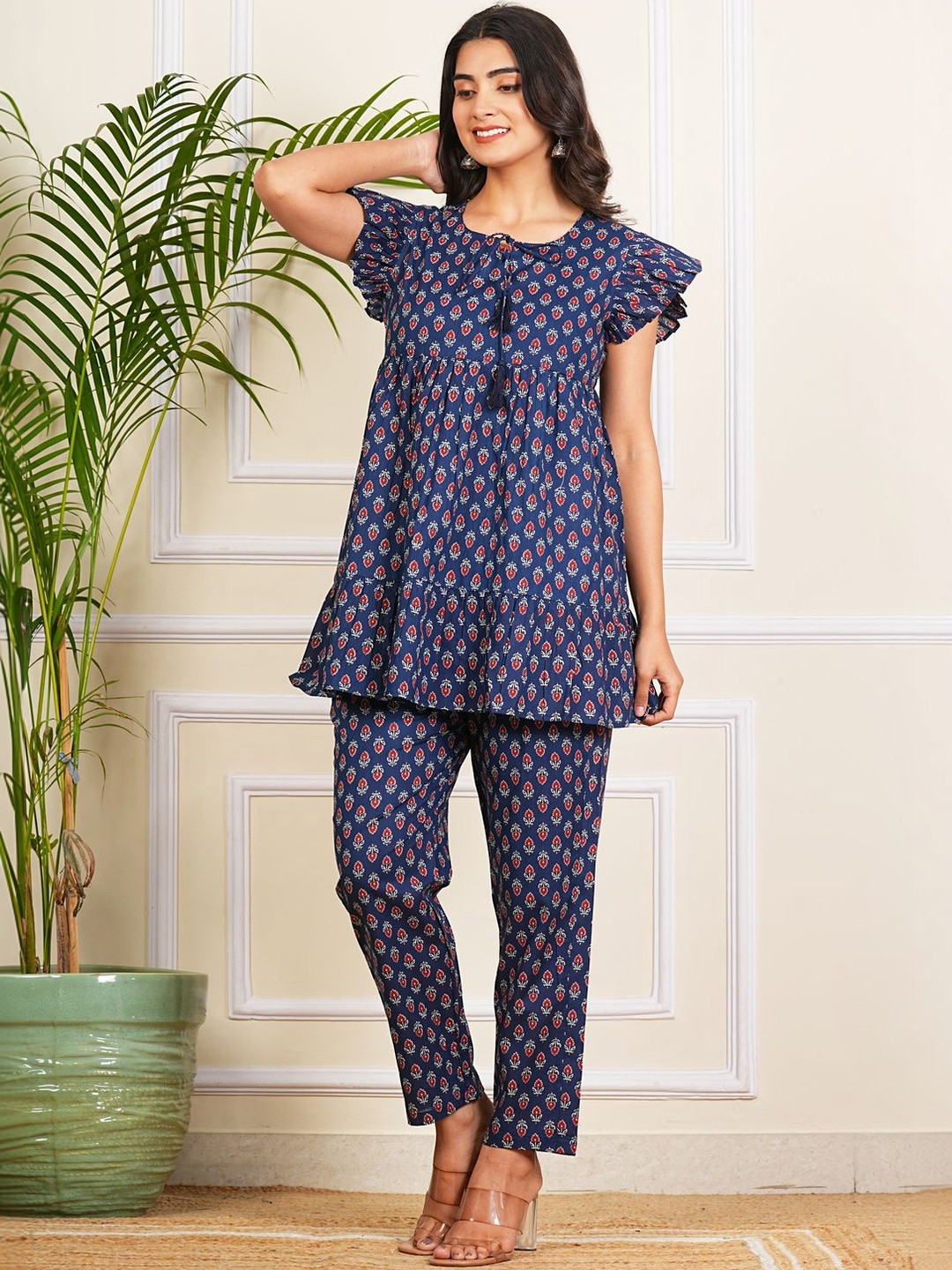 Hustle Bustle Printed Cotton Tunic & Trousers Co-Ords