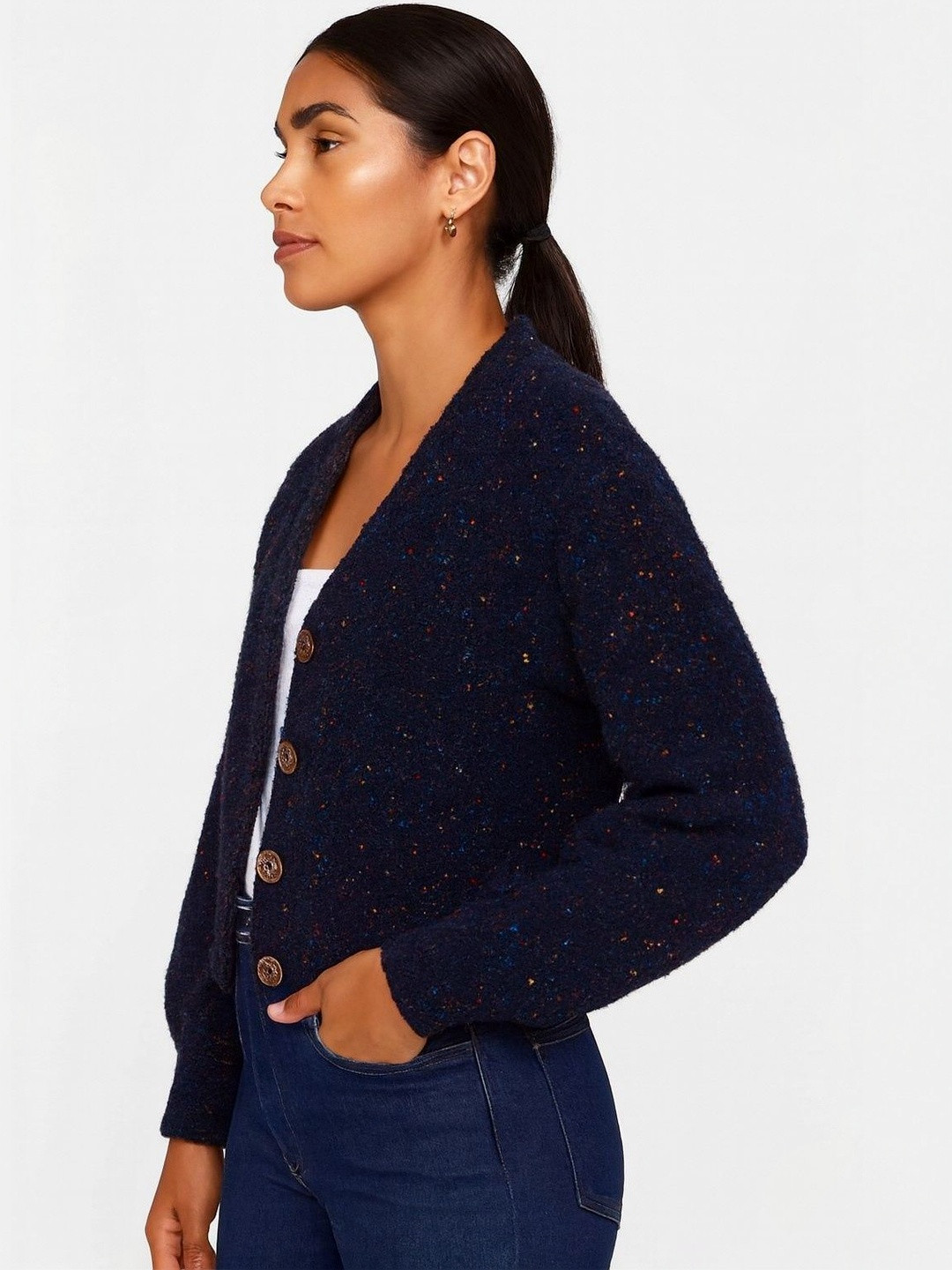 NoBarr Women Speckled Crop Cardigan