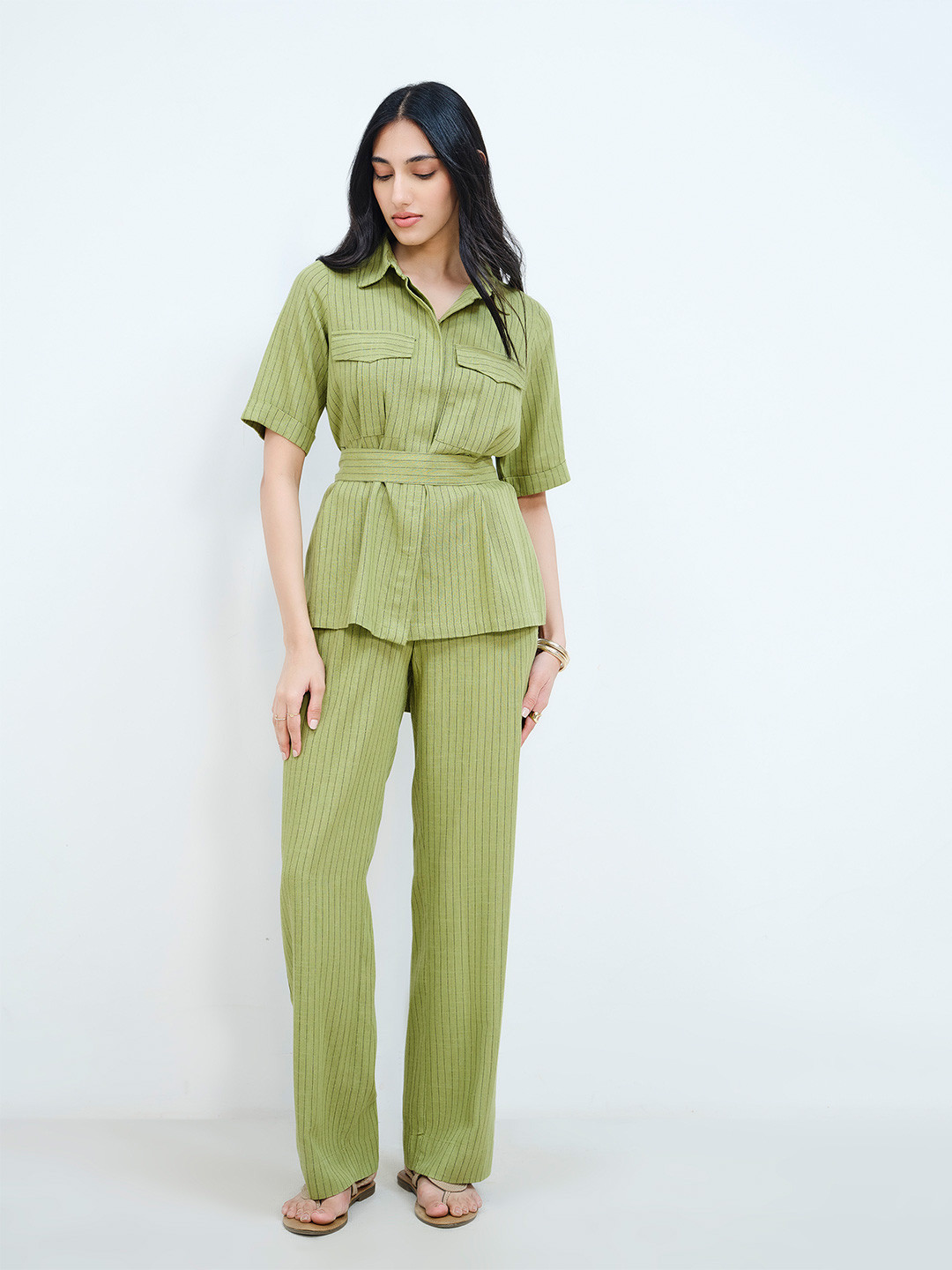AND Striped Shirt Collar Shirt & Trousers Co-Ords