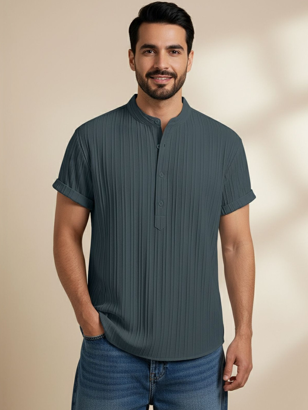 Color Bucket Men Slim Fit Casual Shirt