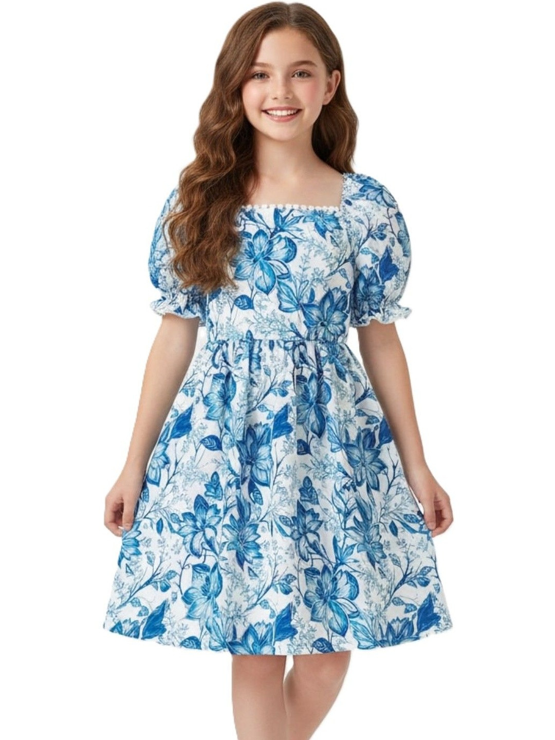 BAESD Floral Print Puff Sleeve Fit & Flare Dress