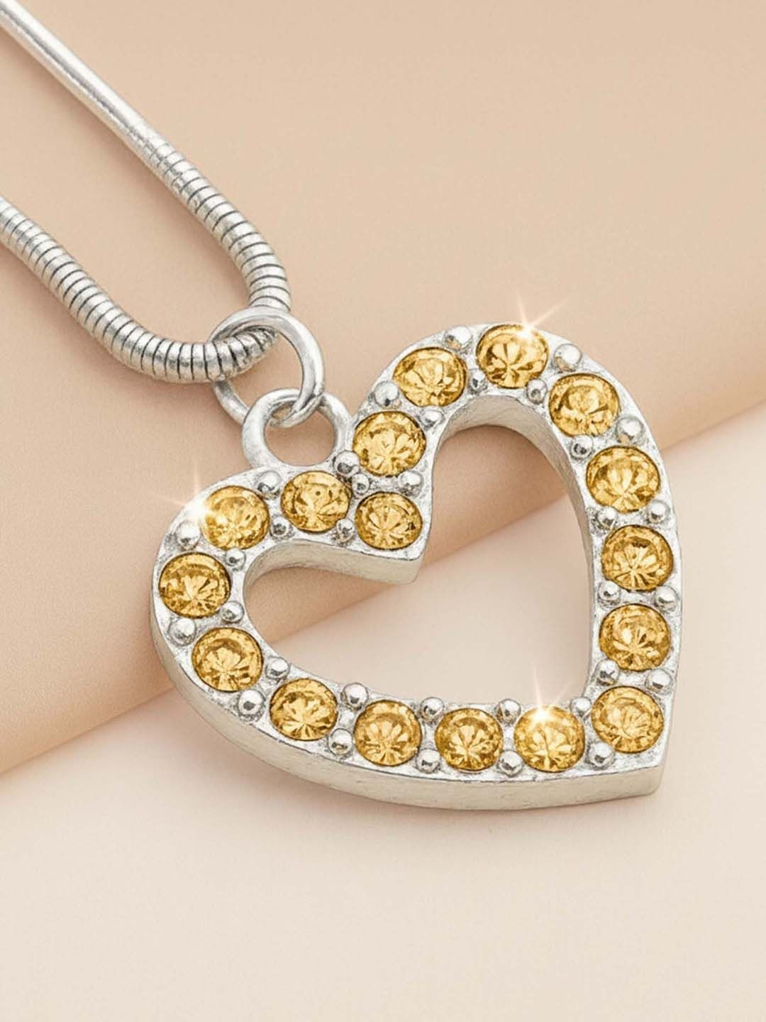 HAIR DRAMA CO. Women Gold Crystal Heart Embellished Pendant U Pin