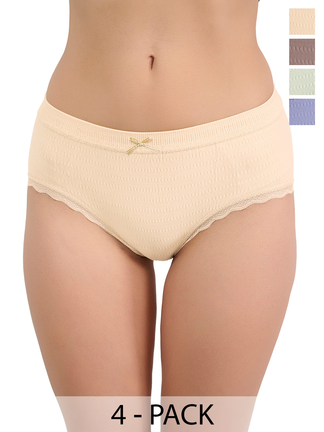 Moda Rapido Pack of 4 Self-Design Mid-Rise Basic Briefs