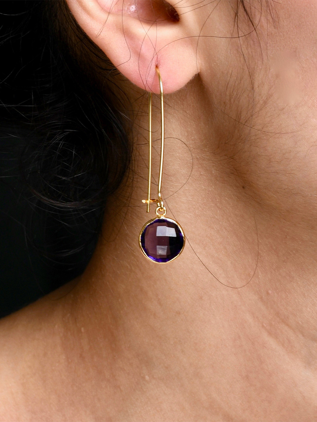 TOTAPARI Gold-Plated Amethyst Drop Earrings