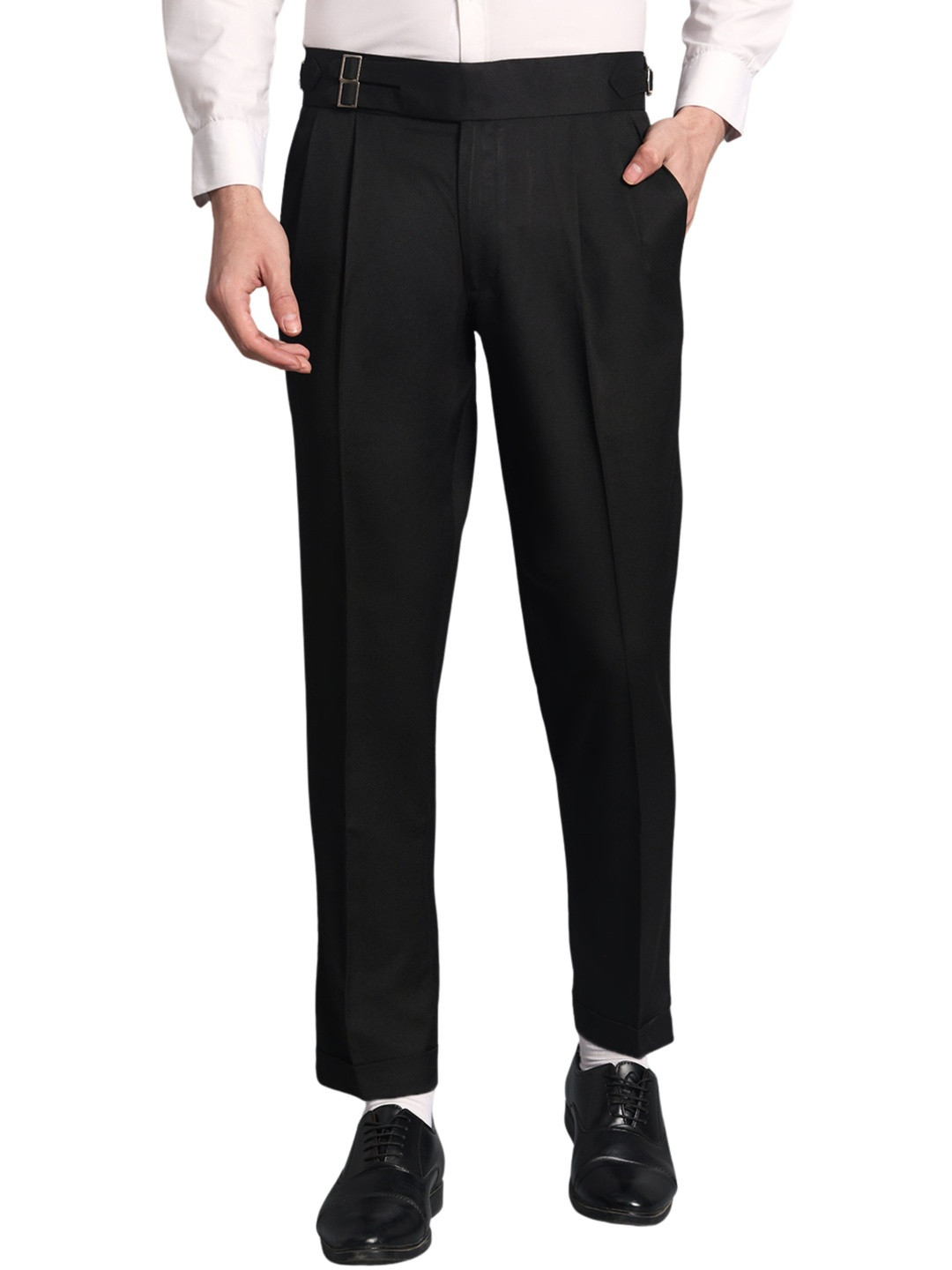 Qlanz Men Wrinkle Free Pleated Trousers