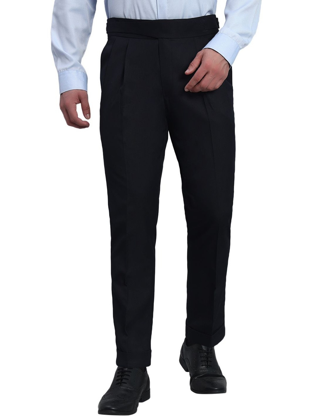Qlanz Men Wrinkle Free Pleated Trousers