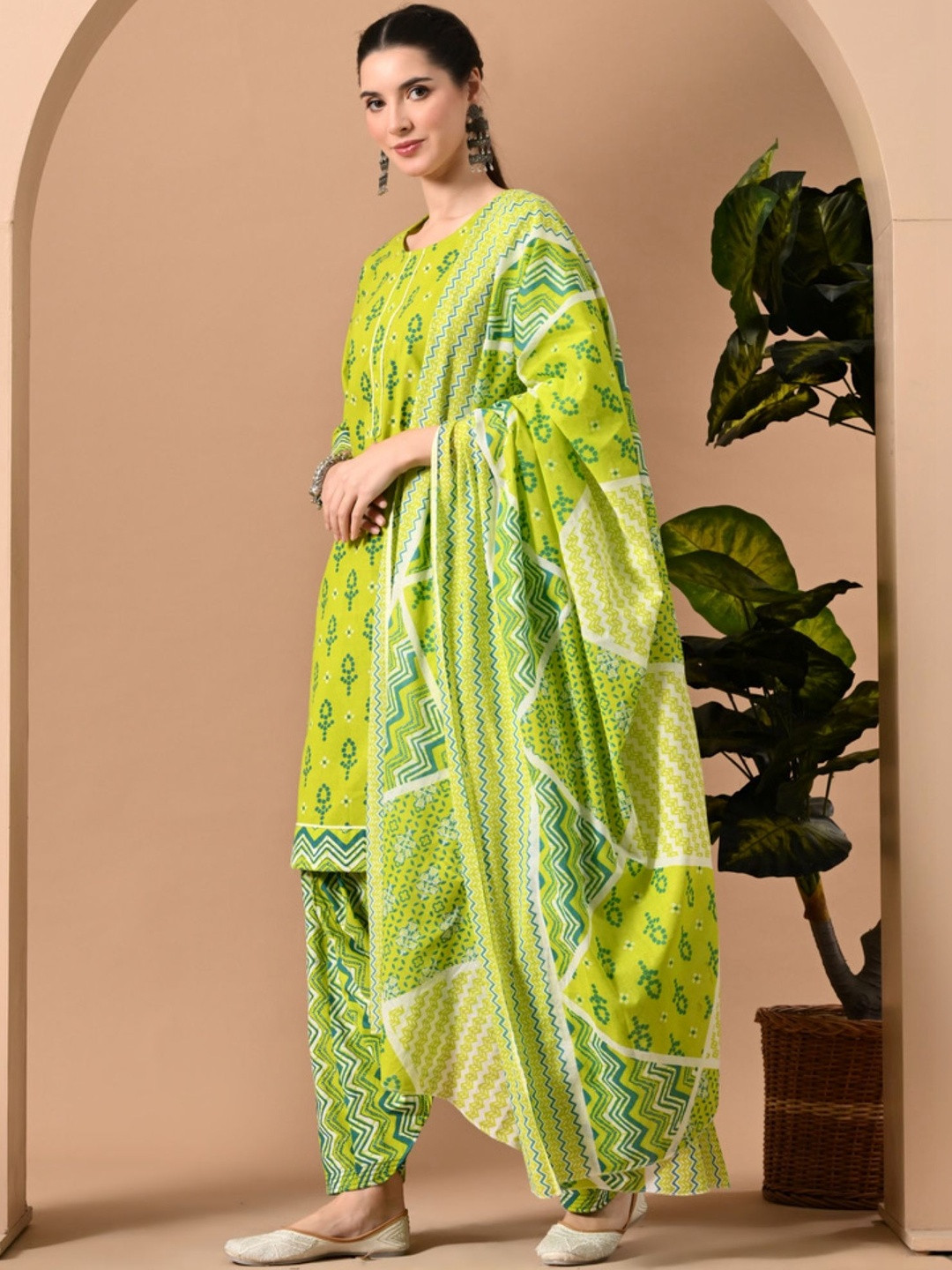 KALINI Women Ethnic Motifs Printed Regular Kurta with Patiala & With Dupatta