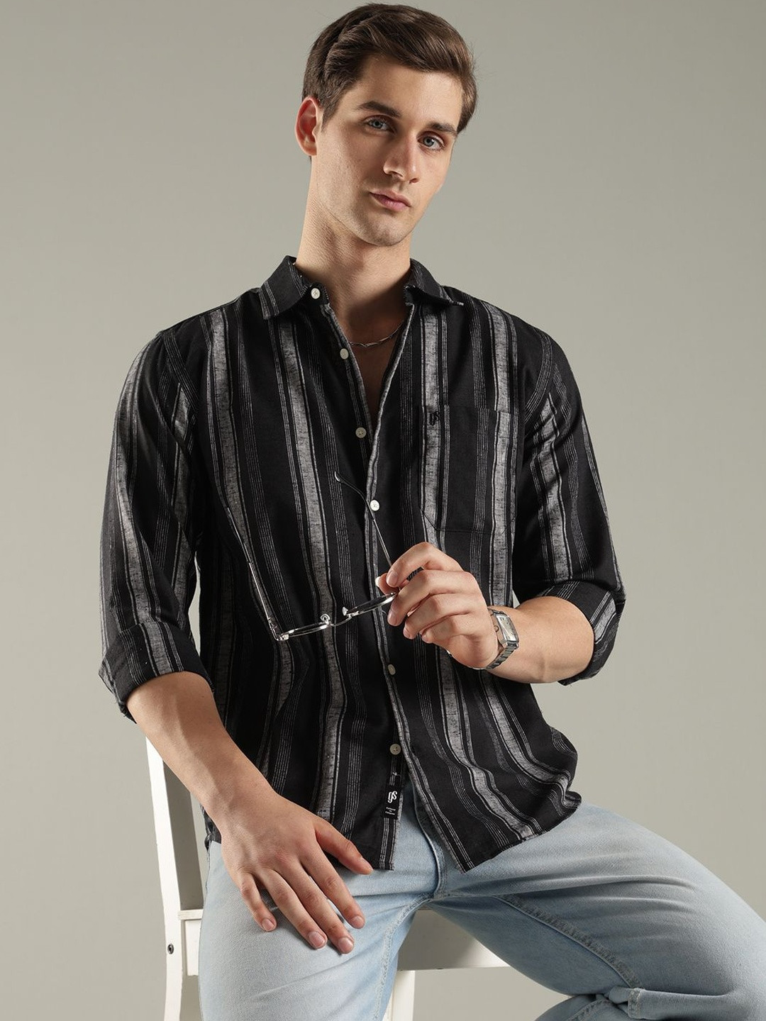Guns & Sons Men Classic Slim Fit Striped Casual Shirt