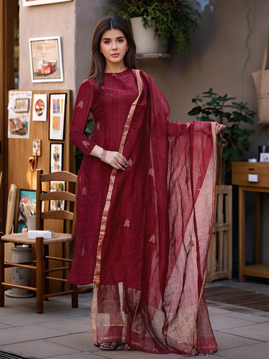 GEN Z TRENDS Women Ethnic Motifs Regular Kurta with Trousers & With Dupatta