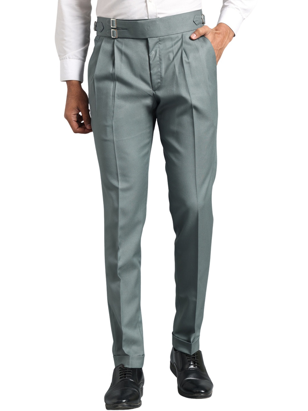 Qlanz Men Wrinkle Free Pleated Trousers
