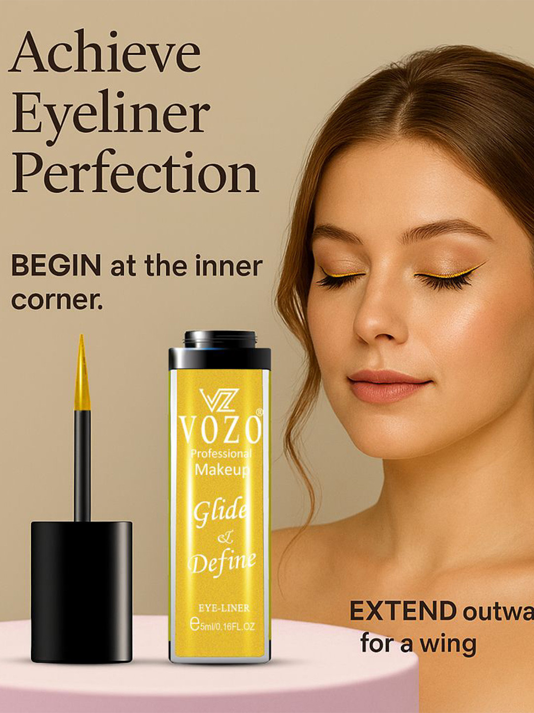 VOZO Glide & Define Insta-Perfect Liquid Eyeliner- 5 ml- Gold