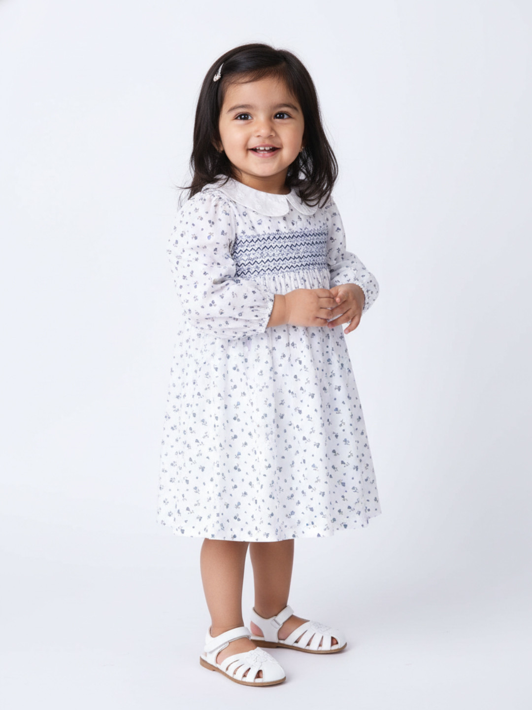 Nauti Nati Smocked Floral Cotton Knee Length A-Line Dress