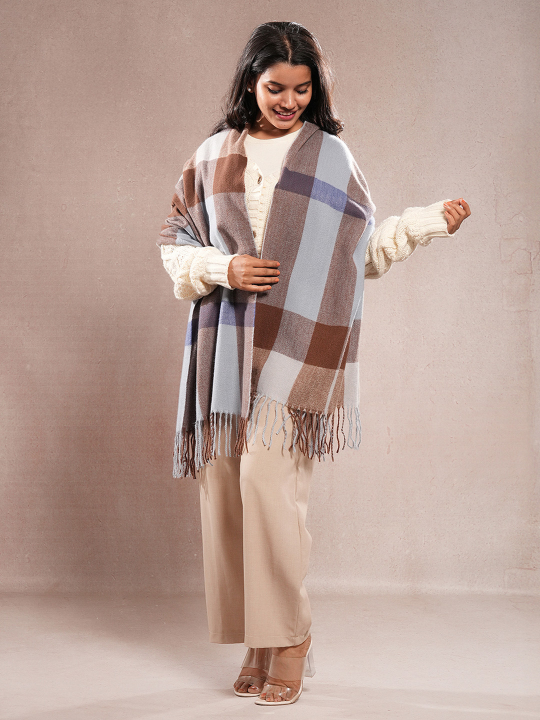CrossKulture Women Woolen Checked Stole