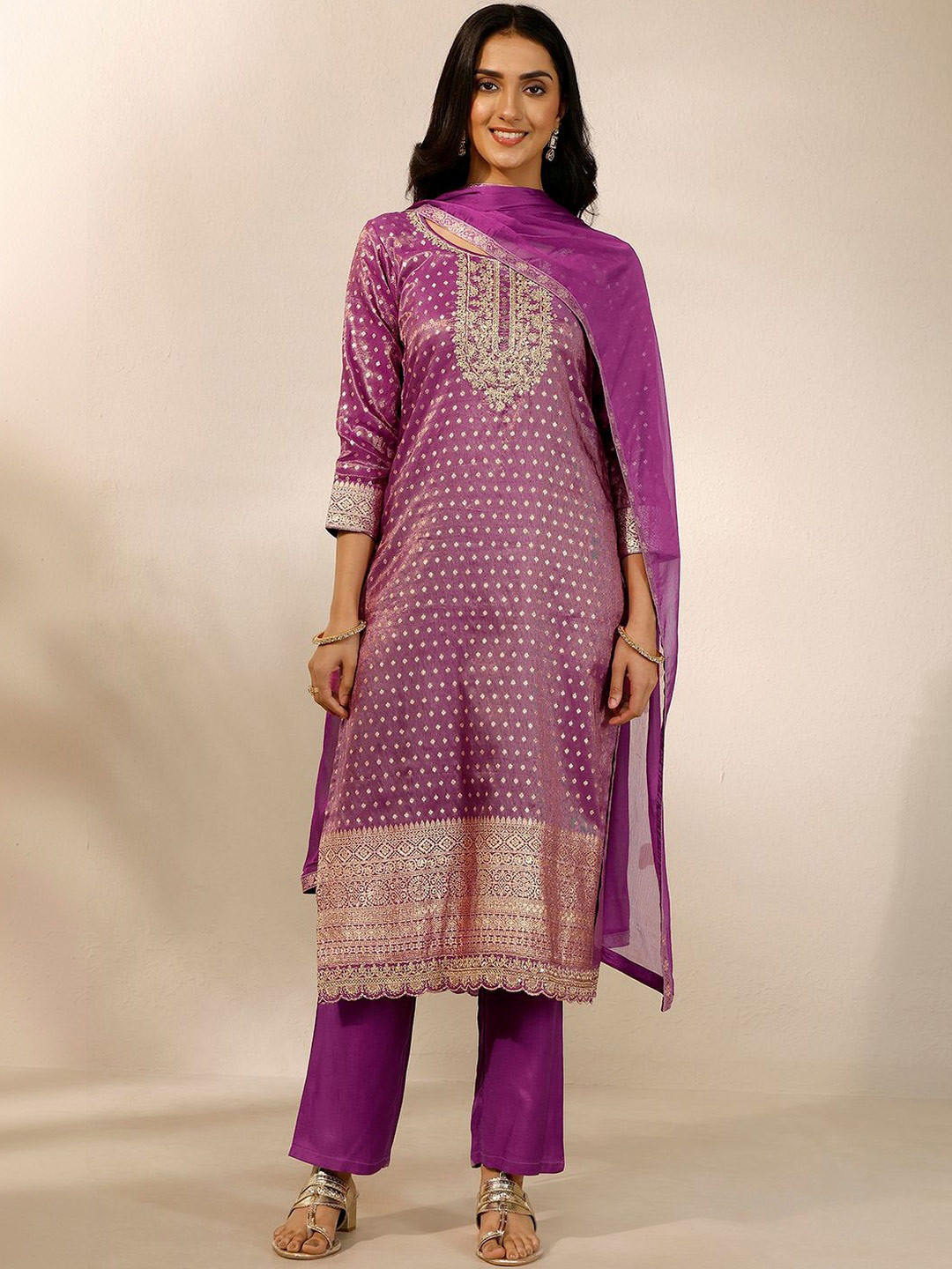 Libas Women Ethnic Motifs Regular Kurta with Trousers & With Dupatta