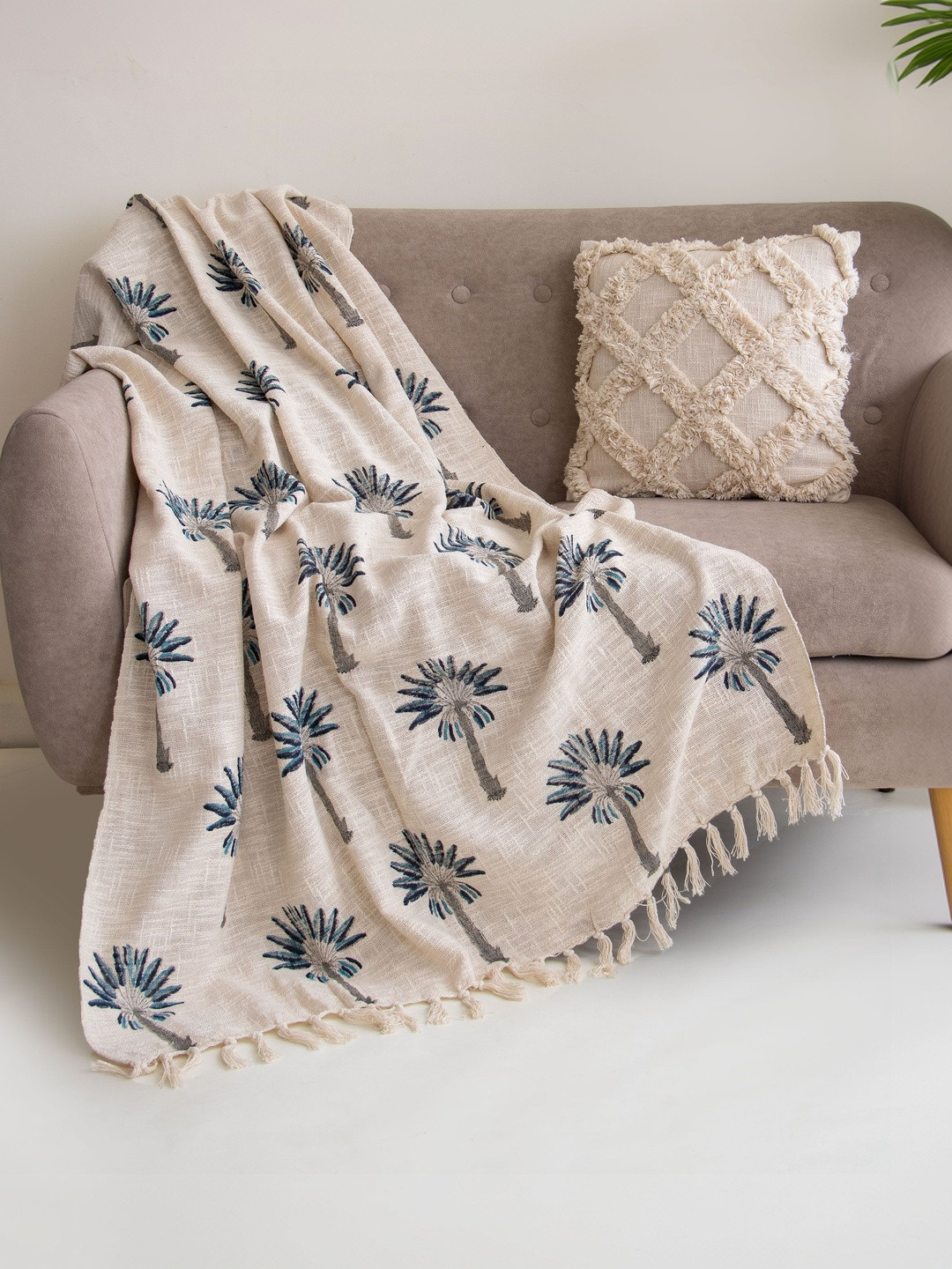 DMAASA Blue & Beige Printed Cotton Throws