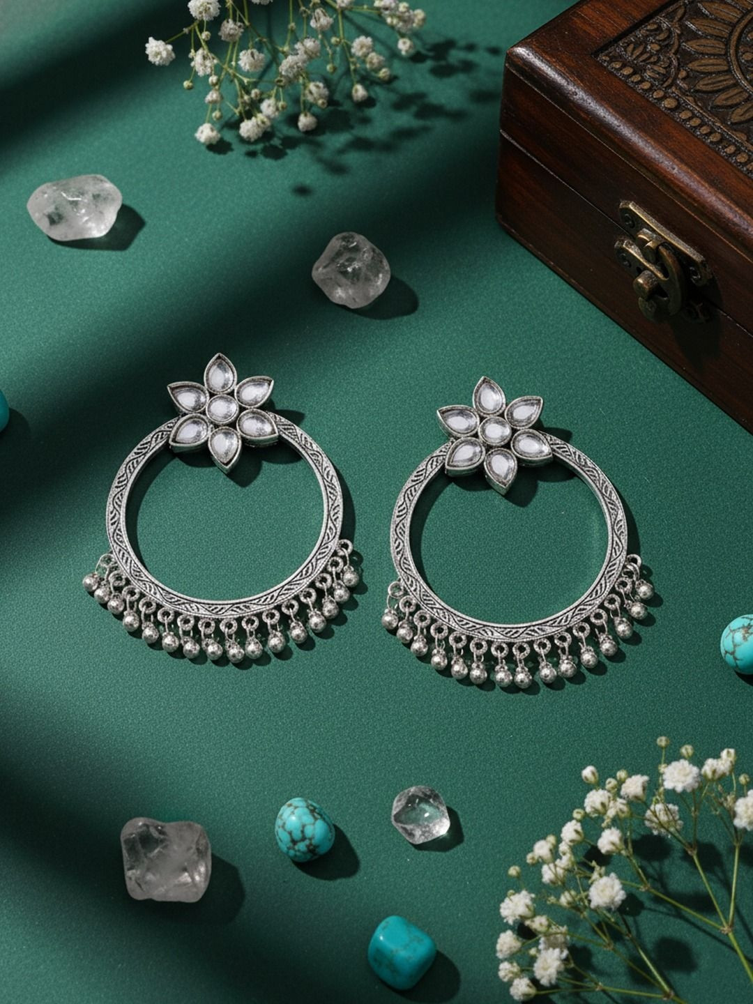 KRENOZ Floral Hoop Earrings