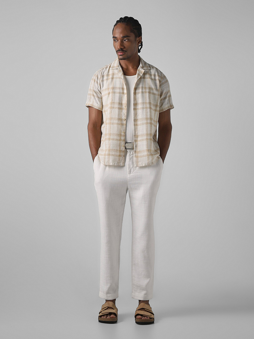 Mufti Men Relaxed Fit Textured Cuban Collar Casual Shirt