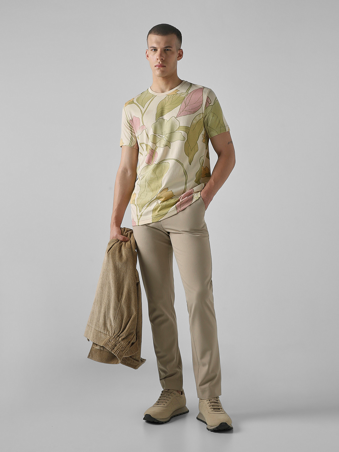 Mufti Men Printed Raw Edge Slim Fit T-shirt