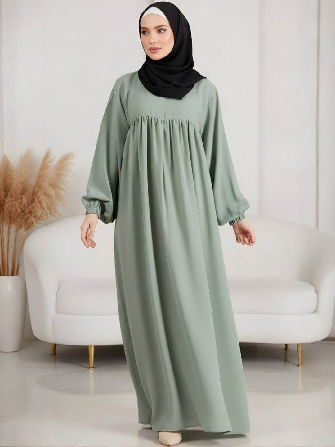 Ovais Abaya Collection Round Neck Long Sleeve Abaya Kaftan Burqas