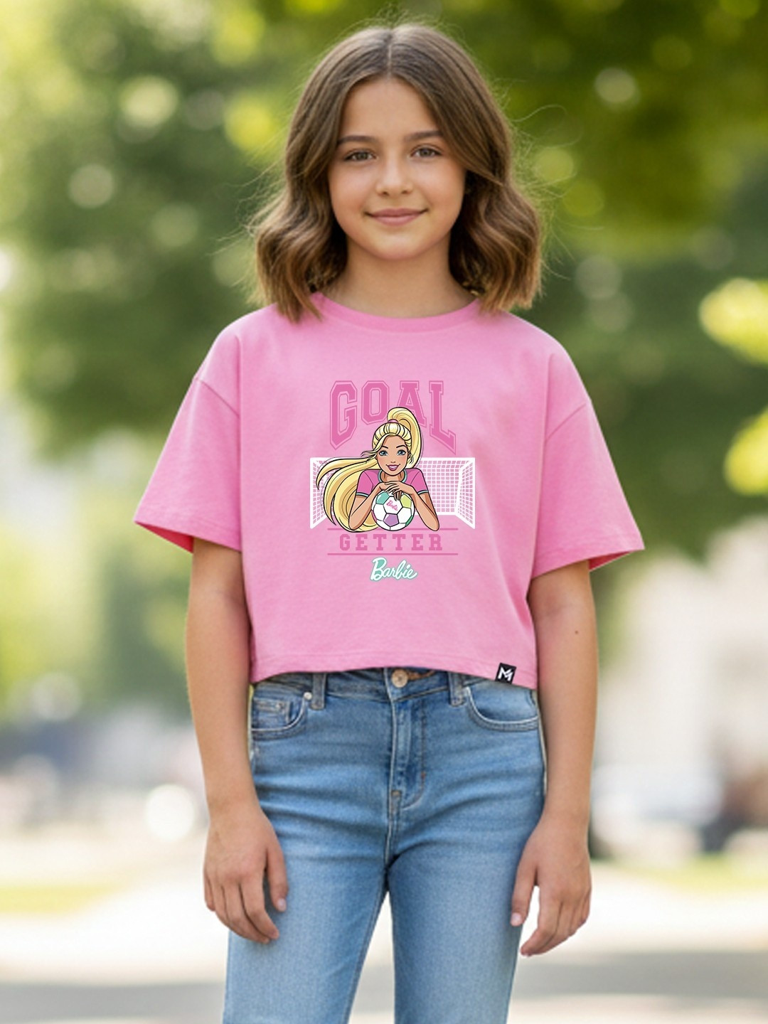 YK X Minute Mirth Girls Printed Drop-Shoulder Sleeves T-shirt