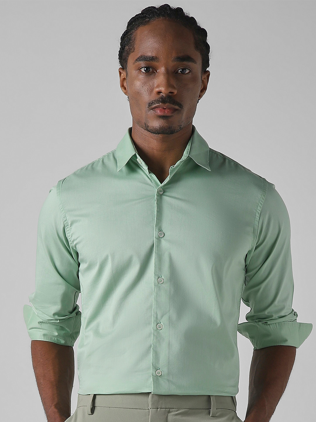 Mufti Slim Fit Spread Collar Cotton Shirt